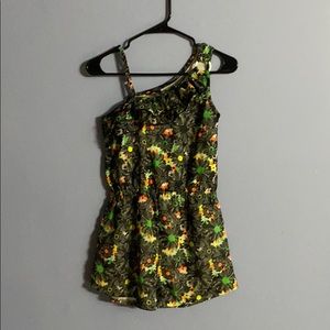 Girls Neon floral romper